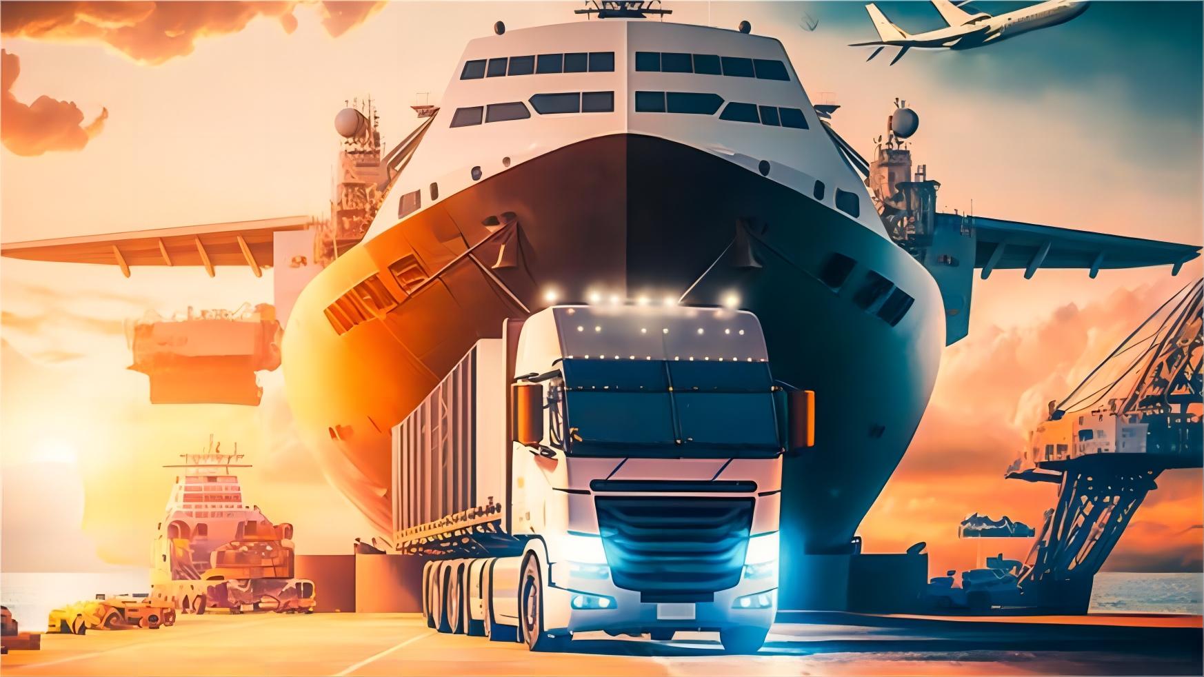 Cargo ship and airplane representing fast shipping from China to Mexico