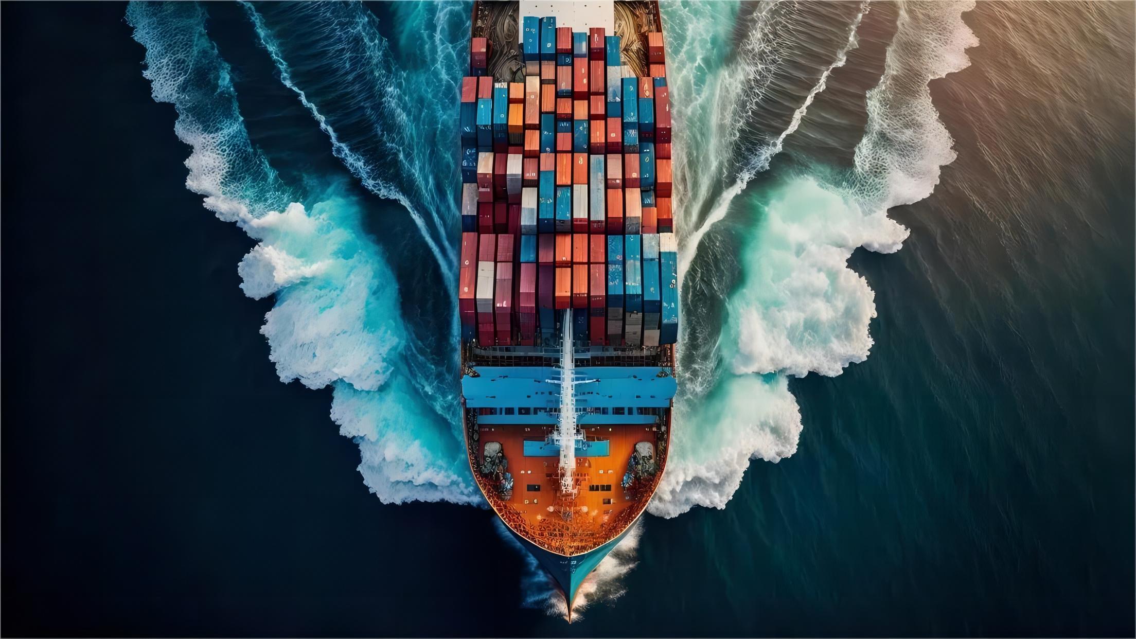 Cargo ship transporting containers from China to Australia